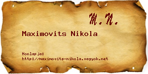 Maximovits Nikola névjegykártya